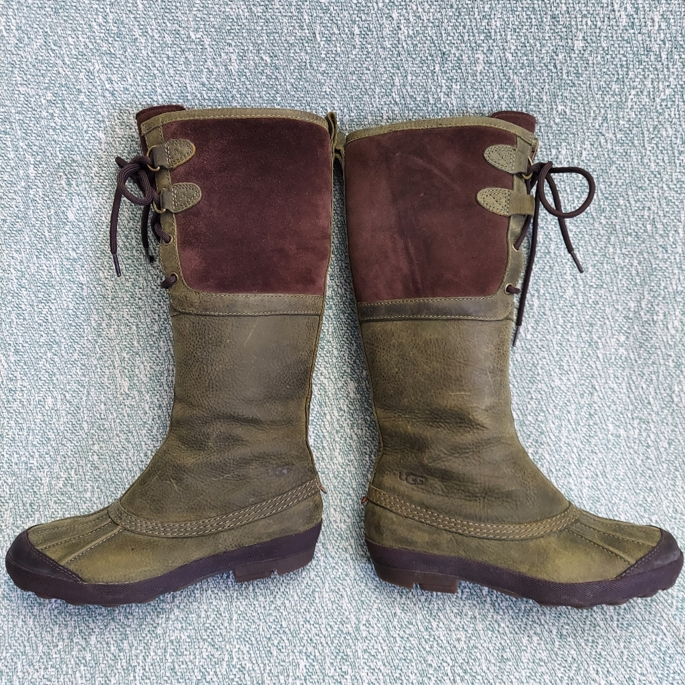Ugg Becloud Waterproof Genuine Shearling Lined Tall Lace Up Boot Size 7 - Picture 3 of 13